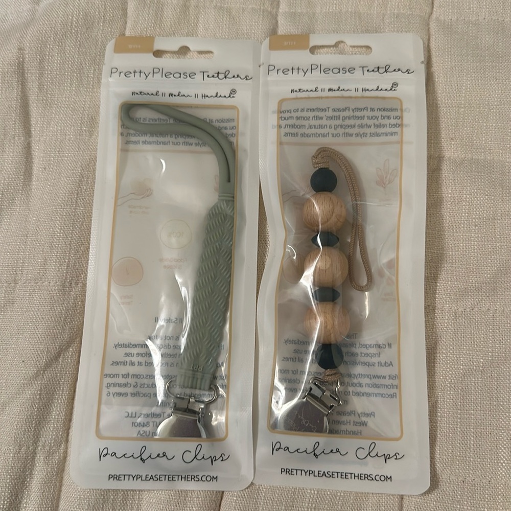 Pretty Please teethers pacifier clips bundle